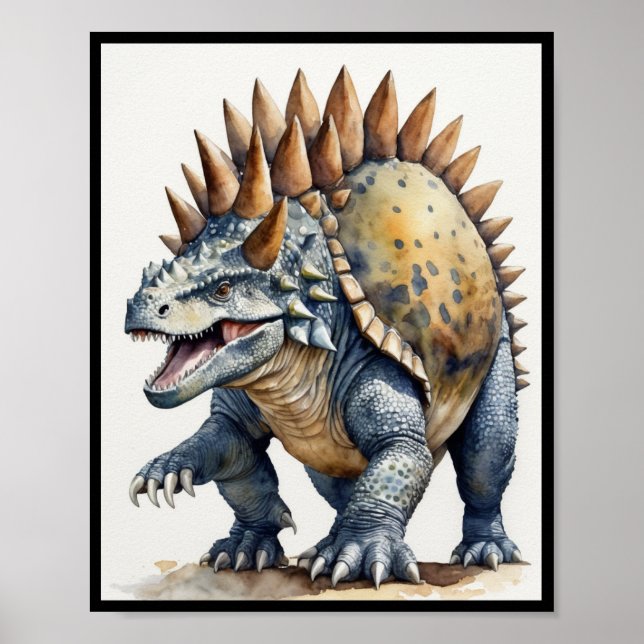 Ankylosaurus Dinosaur Aquarellmalerei Poster (Vorne)