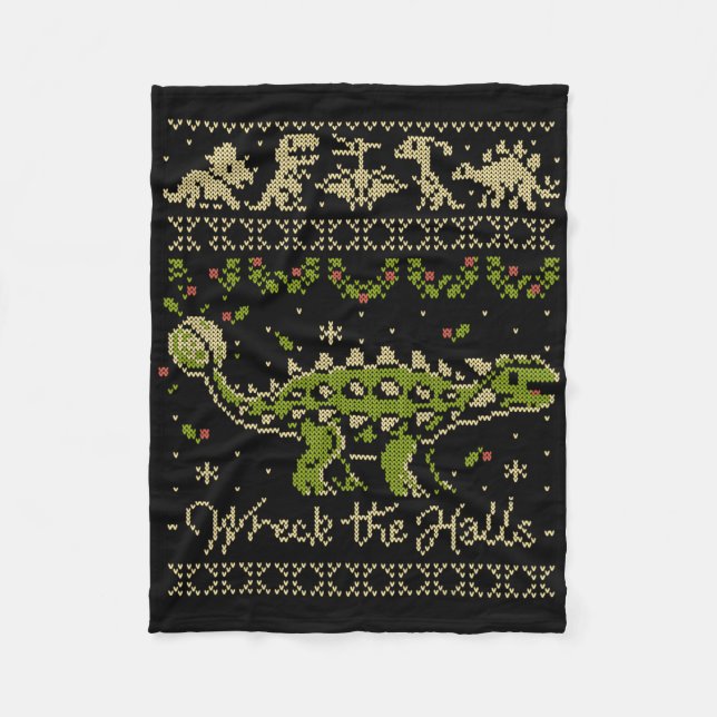 Ankylosaurus Dinosaur Weihnachtspullover  Fleecedecke (Vorderseite)
