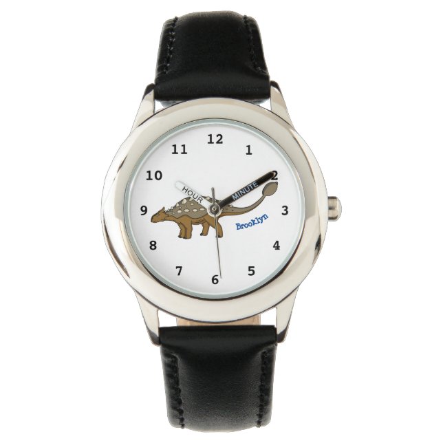 Ankylosaurus gepanzerte Dinosaurier-Abbildung Armbanduhr (Vorderseite)