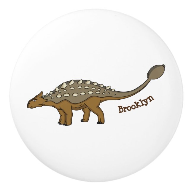Ankylosaurus gepanzerte Dinosaurier-Abbildung Keramikknauf (Vorderseite)