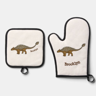 Ankylosaurus gepanzerte Dinosaurier-Illustration Ofenhandschuh & Topflappen-Set