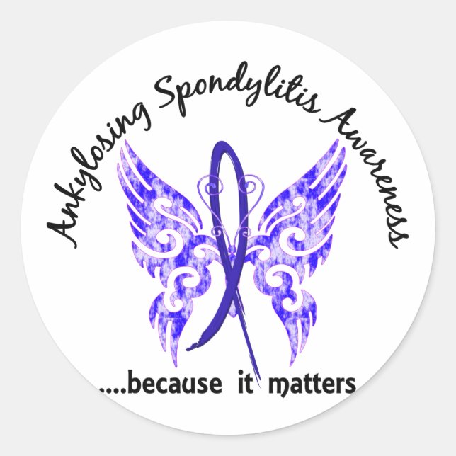 Ankylosierende Spondylitis Butterfly 6.1 Runder Aufkleber (Vorderseite)