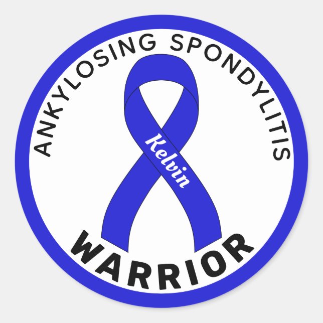 Ankylosierende Spondylitis Warrior Ribbon weiß Runder Aufkleber (Vorderseite)