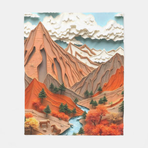 Anlage 03: Orangefarbene Berge Fleecedecke
