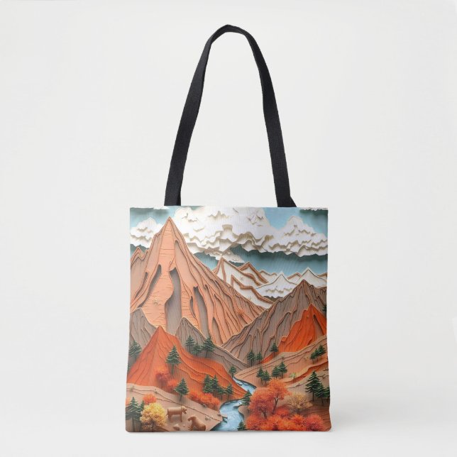 Anlage 03: Orangefarbene Berge Tasche (Vorderseite)