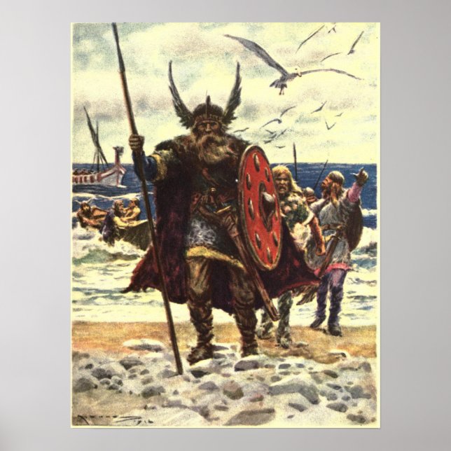 Anlandung der Wikinger in Nordamerika Poster (Vorne)