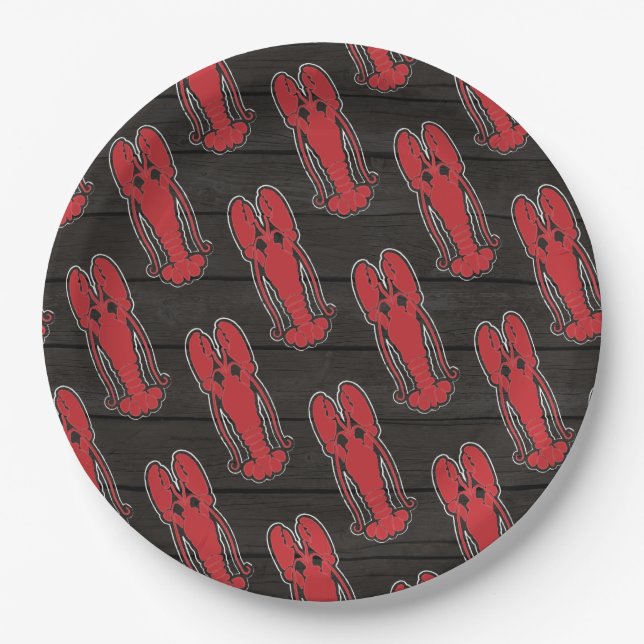 Anlässlich Hummerkuchen/Boil rustikaler Hinterhof Pappteller (Vorderseite)