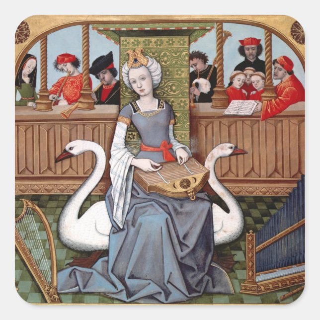 Anlegorie der Musik Quadratischer Aufkleber (Vorderseite)