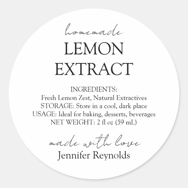 Anleitung für den hausgemachten Lemon Extract Runder Aufkleber (Vorderseite)