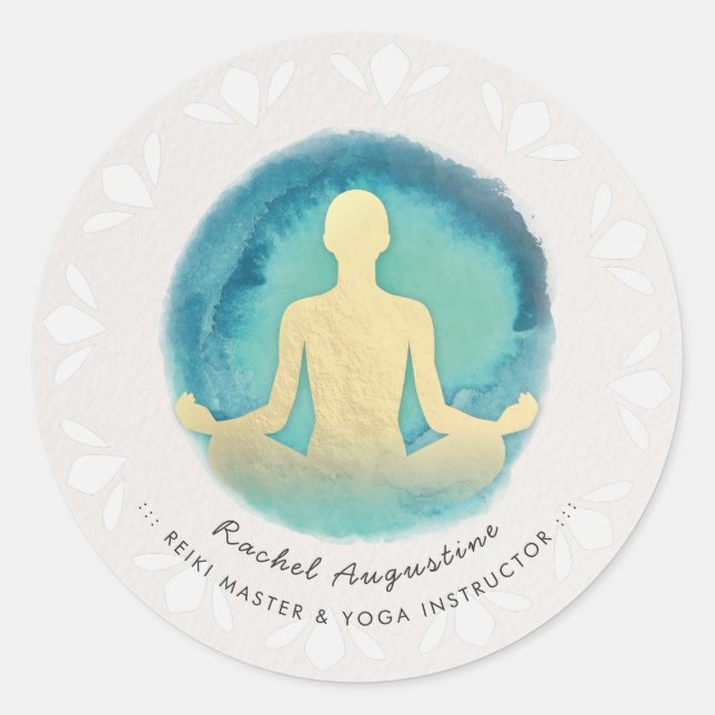 Anleitung für die Meditation mit aquamarinem Gold  Runder Aufkleber (Vorderseite)