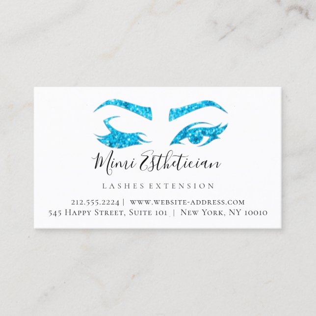 Anleitung für die Nachsorge Eyelash White Blue Eye Visitenkarte (Vorderseite)