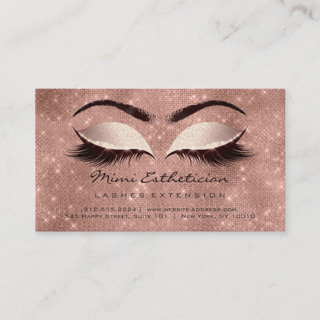 Anleitung für die Nachsorge Lashes Glitzer blush Visitenkarte (Vorderseite)