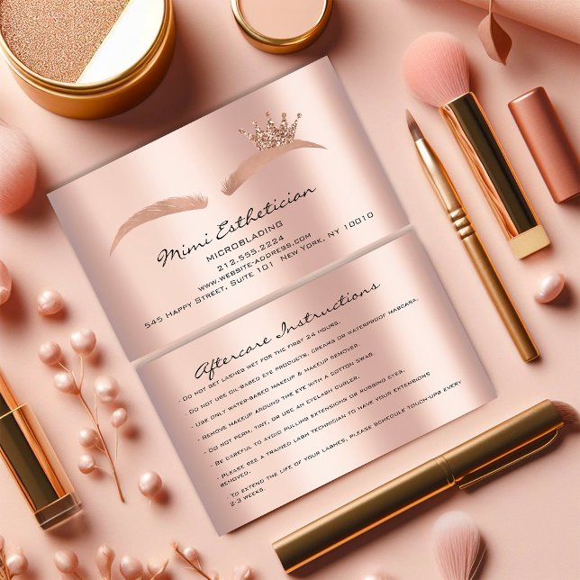 Anleitung für die Nachsorge Mikroblade-Rose Visitenkarte (Aftercare Instructions Eyebrow Rose Microblade Business Card)