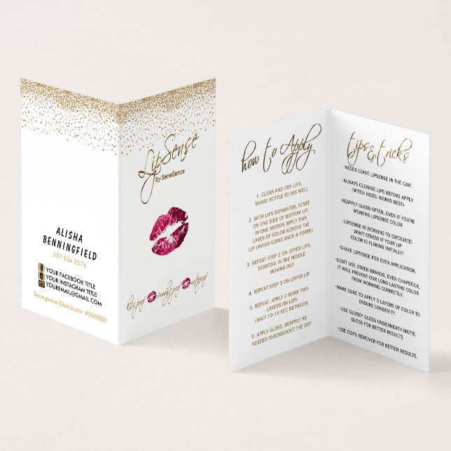 Anleitung für Hot Pink und Gold Lip Visitenkarten (Innenseite und Außenseite)