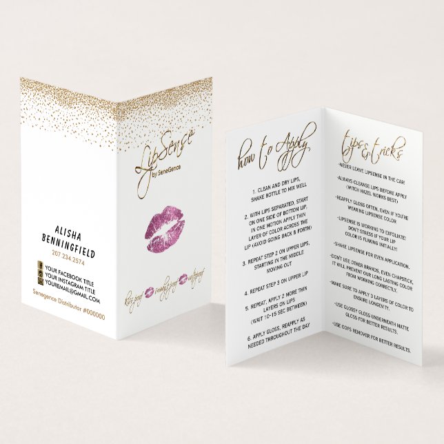 Anleitung für Rosa und Gold Lip Visitenkarten (Innenseite und Außenseite)