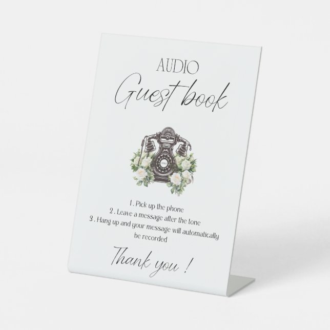 Anleitung zum Gästebuch für Hochzeiten Sockelschild (Vorderseite)