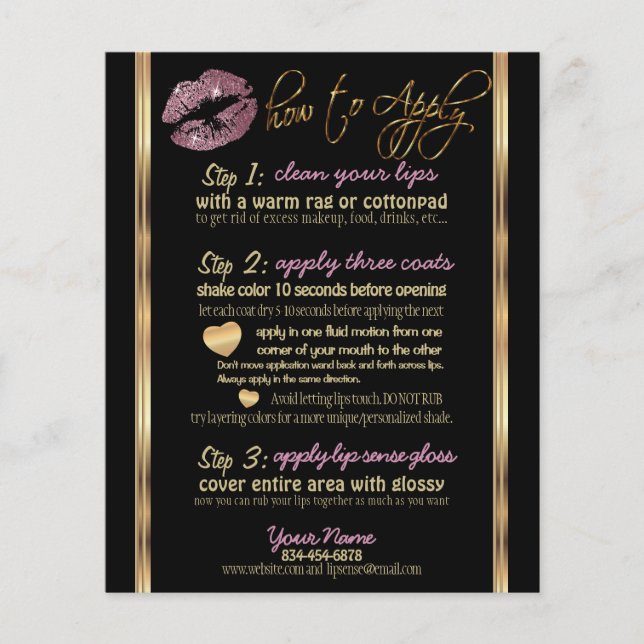 Anleitung zum Rosengolden Glitzer Lip Flyer (Vorne)