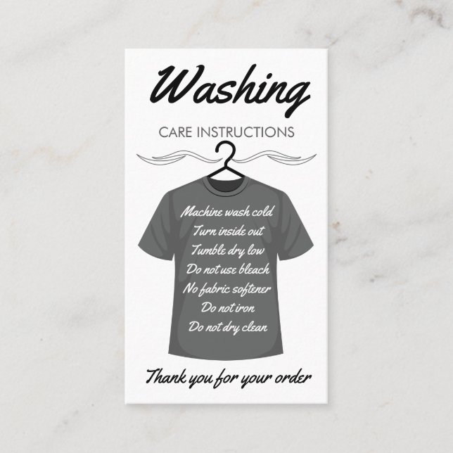 Anleitung zum Shirt-Waschen Visitenkarte (Vorderseite)