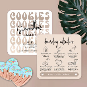 Anleitung zur Dekorierung von beigefarbenen Cookie Quadratische Visitenkarte