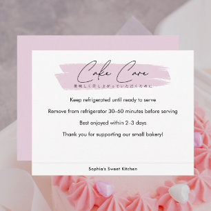 Anleitung zur Kuchenpflege Pink Minimalist Schrift Dankeskarte