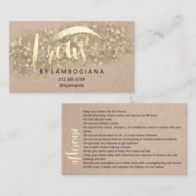 Anleitung zur Nachsorge Brow Microblade Kraft Visitenkarte (Vorne/Hinten)