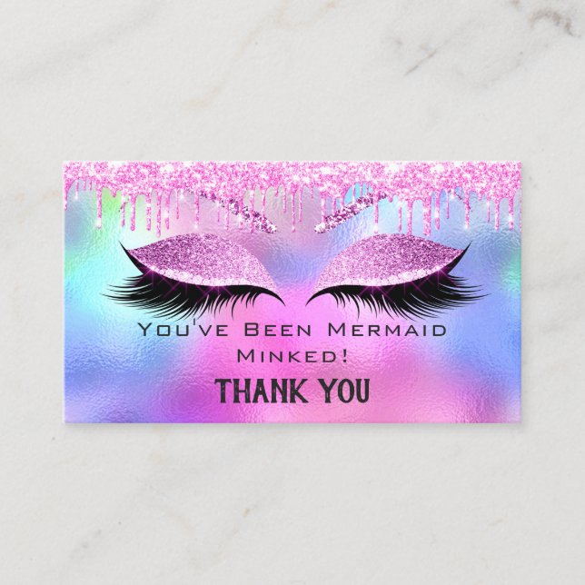 Anleitung zur Nachsorge Eyelash Pink Holograph Tro Visitenkarte (Vorderseite)