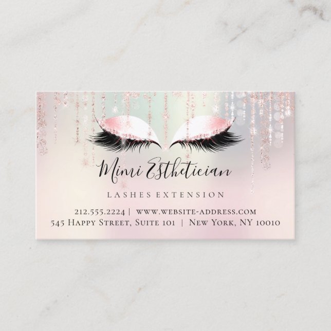 Anleitung zur Nachsorge Eyelash Pink Pearl Eyes Visitenkarte (Vorderseite)