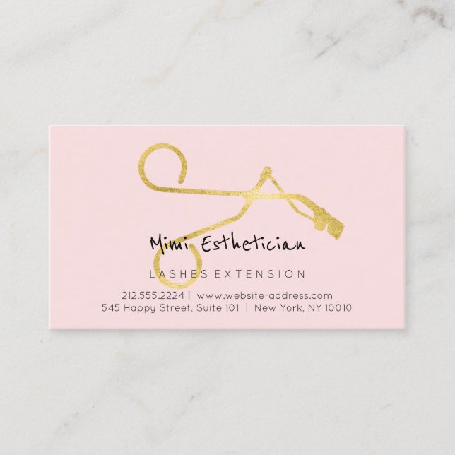 Anleitung zur Nachsorge Lash Curve Gold Pink Visitenkarte (Vorderseite)