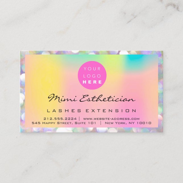 Anleitung zur Nachsorge Lash Pink Holograph Logo Visitenkarte (Vorderseite)
