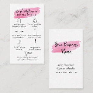 Anleitung zur Nachsorge Lash Pink Watercolor Visitenkarte