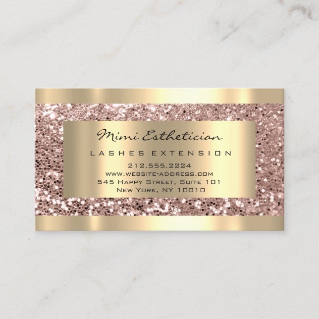 Anleitung zur Nachsorge Lash Rose Gold Blush Glam Visitenkarte (Vorderseite)