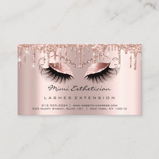 Anleitung zur Nachsorge Lash Rose Gold Tropfen Aug Visitenkarte (Vorderseite)
