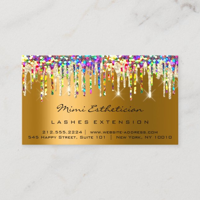 Anleitung zur Nachsorge Lash Rose Holograph Gold Visitenkarte (Vorderseite)