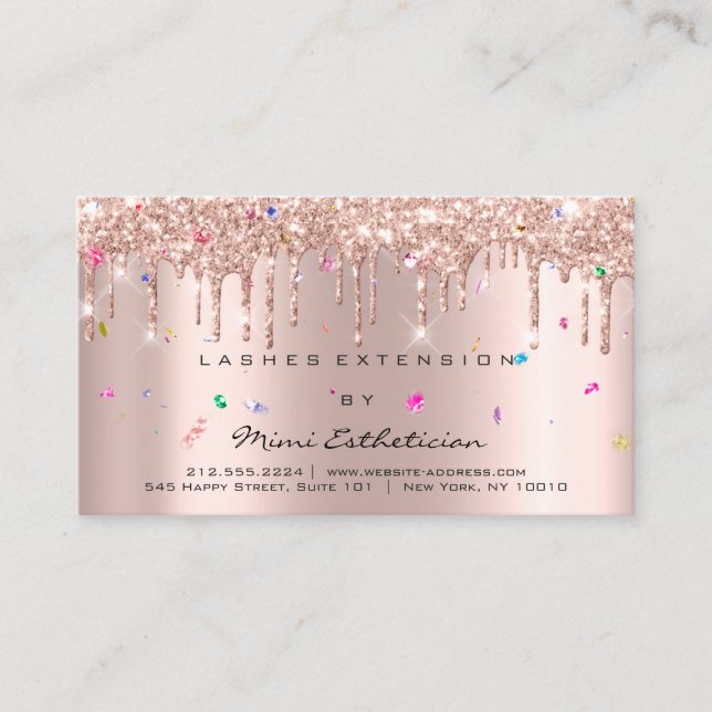 Anleitung zur Nachsorge Lash Rose Tropfen Confetti Visitenkarte (Vorderseite)