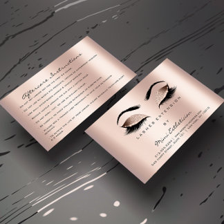 Anleitung zur Nachsorge Lashes Rose Gold Visitenkarte