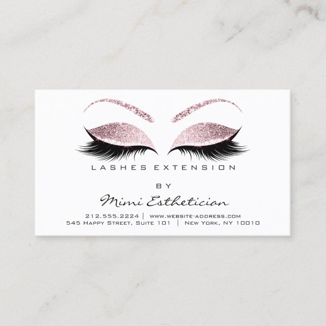 Anleitung zur Nachsorge Lashes Studio Pink Pastel Visitenkarte (Vorderseite)