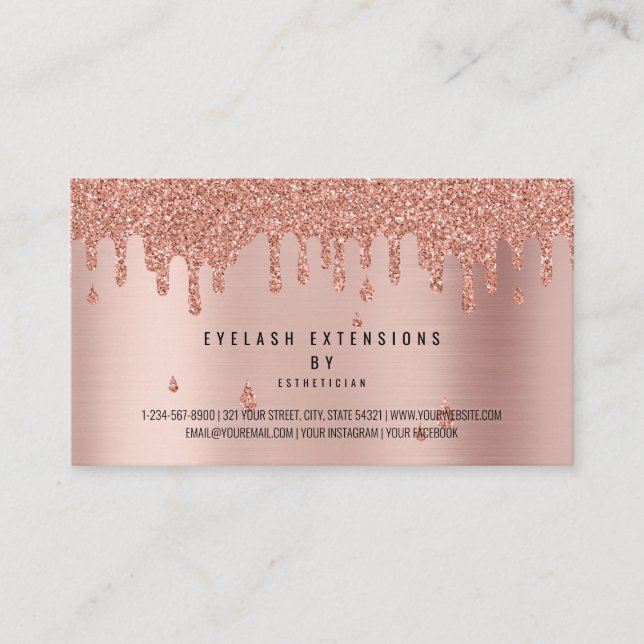 Anleitung zur Nachsorge Rose Pink Gold Glitzer Visitenkarte (Vorderseite)