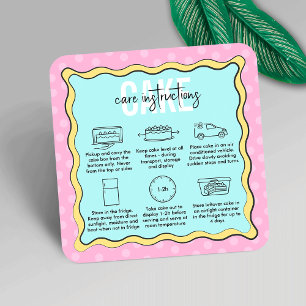 Anleitung zur Pflege von trendy Pink Blue Cartoon  Quadratische Visitenkarte