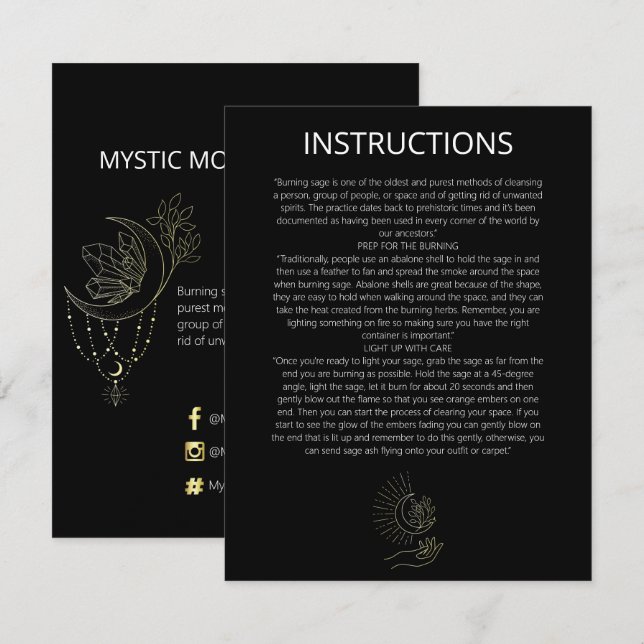 Anleitung zur Reinigung von Mystic Moon Sage Mitteilungskarte (Vorne/Hinten)