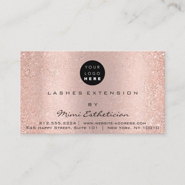 Anleitungen für die Nachsorge Lash Rose Pink Glitz Visitenkarte (Vorderseite)