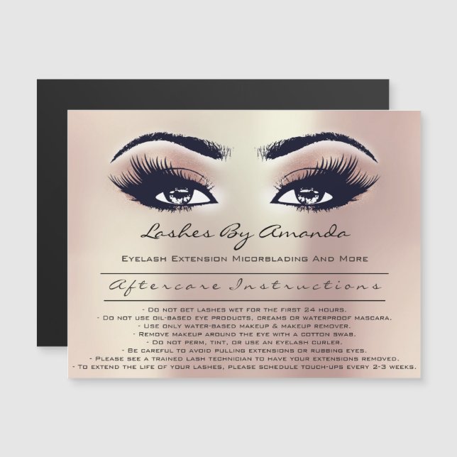 Anleitungen für die Nachsorge Lashes Extension Mic Magneteinladung (Vorne/Hinten)