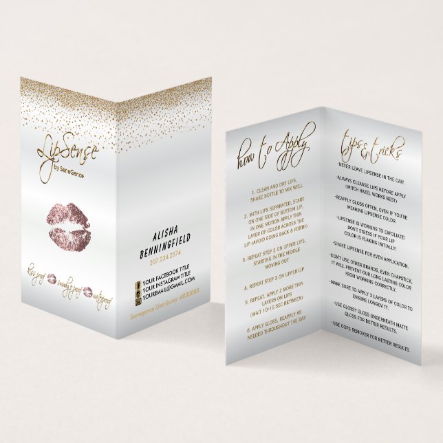 Anleitungen für die Rose und Gold Lip Visitenkarten (Innenseite und Außenseite)