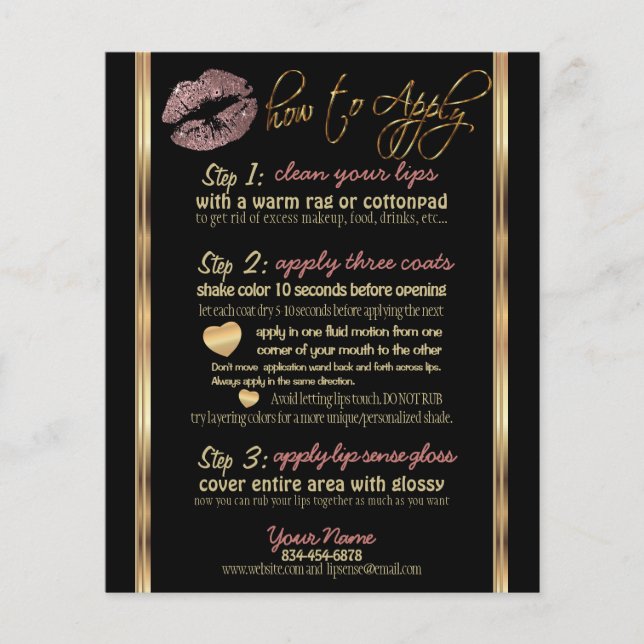 Anleitungen für Dusty Rose Gold Glitzer Lip Flyer (Vorne)