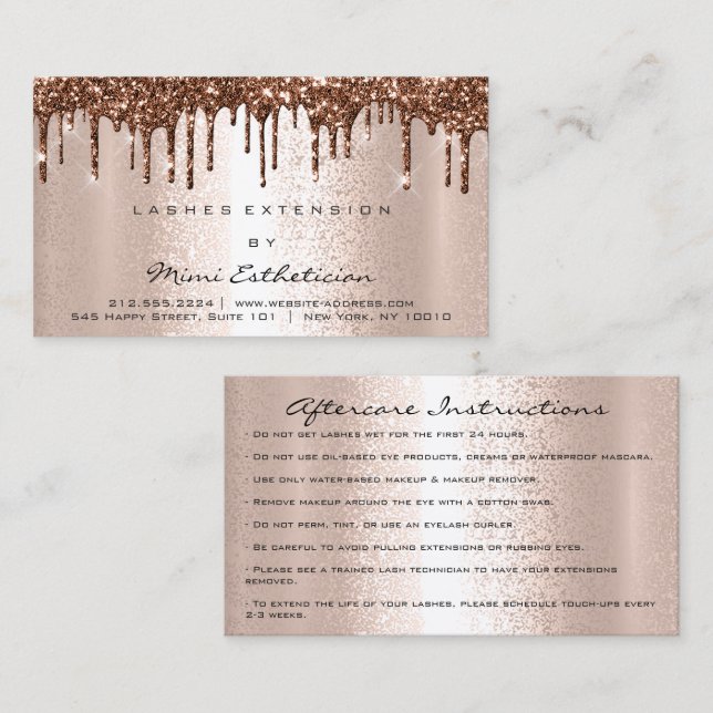 Anleitungen zur Nachsorge Lash Rose Gold Tropfen B Visitenkarte (Vorne/Hinten)