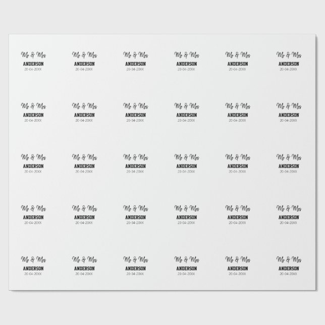 Anm & Frau geben Sie den Familiennamen Datum Jahr  Geschenkpapier (Flach)