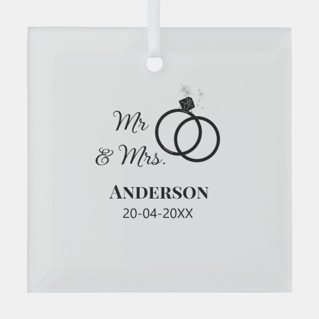 Anm & Frau geben Sie den Familiennamen Datum Jahr  Ornament Aus Glas (Vorderseite)