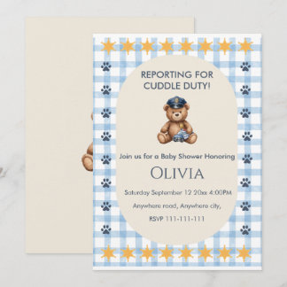Anmeldung zum Streicheldienst Polizei-Baby-Shower Einladung