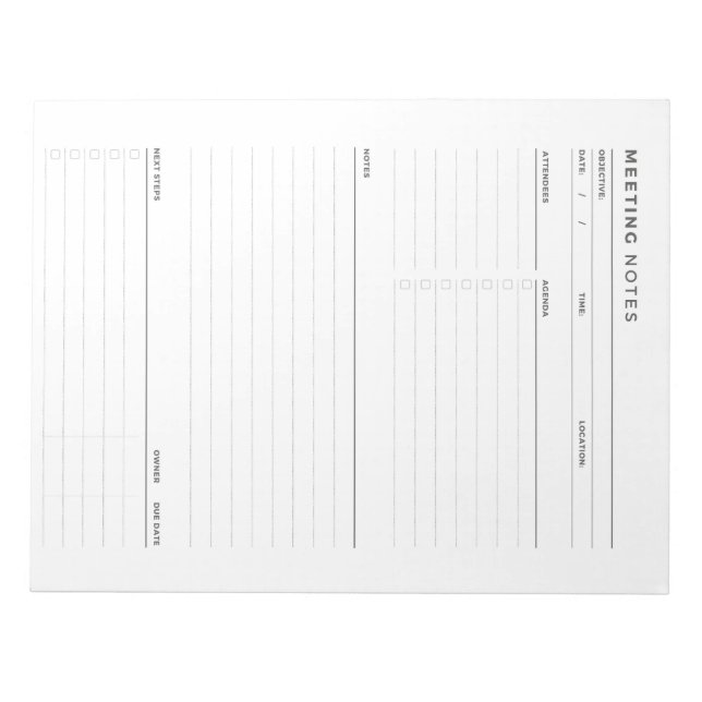 Anmerkungen zum Meeting, Notepad, Notepad zum Arbe Notizblock (Vorderseite)