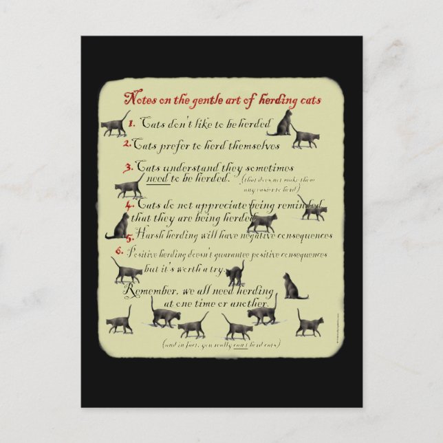 Anmerkungen zur Gentle Art Herding Cats Postkarte (Vorderseite)