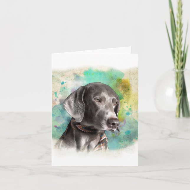 ANMERKUNGS-KARTE DER WASSERFARBE-WEIMARANER MIT KARTE (Vorderseite)